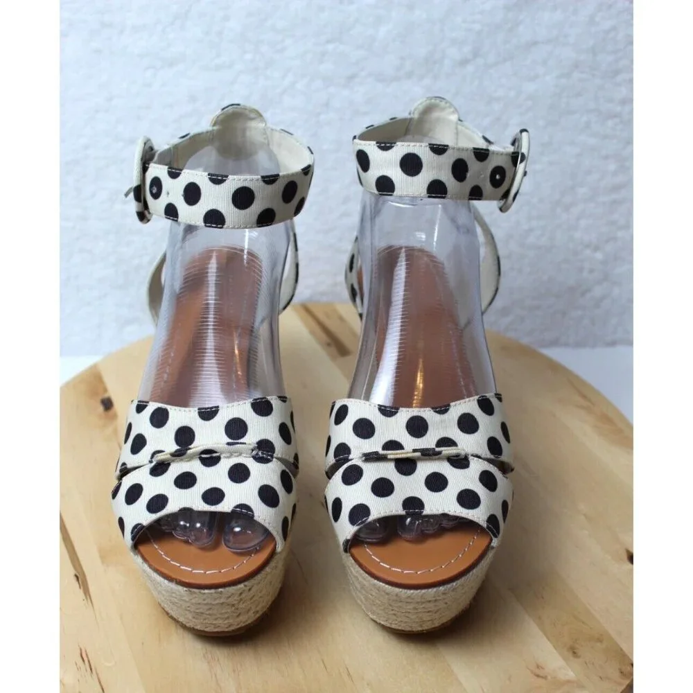 Alice Olivia Sandal Heels Womens Size 7.5 Buckle Polka Dot Designer Spring_2